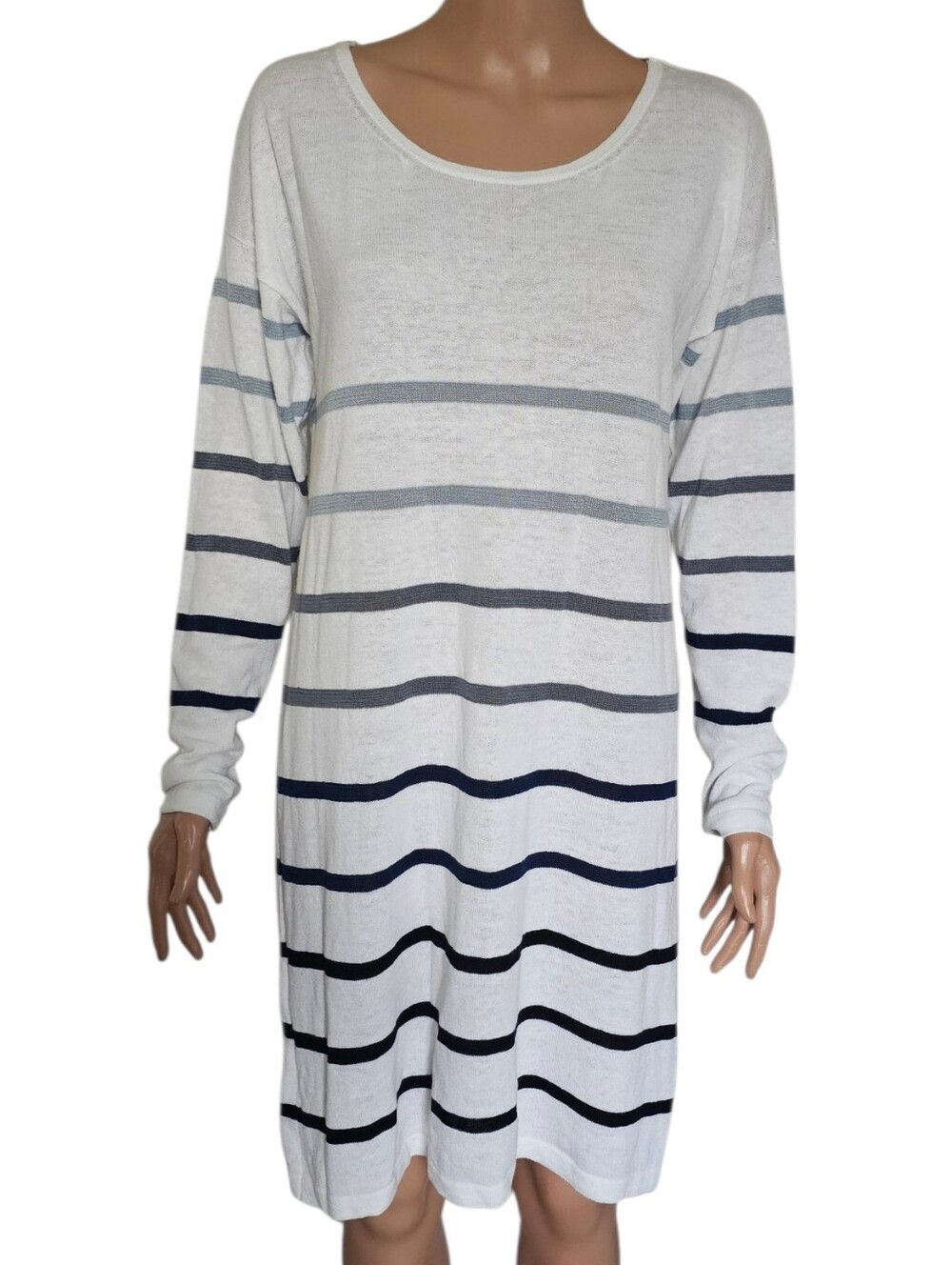 NEW Peruvian Connection Mariner Stripe Tunic Dress Pima Cotton Linen